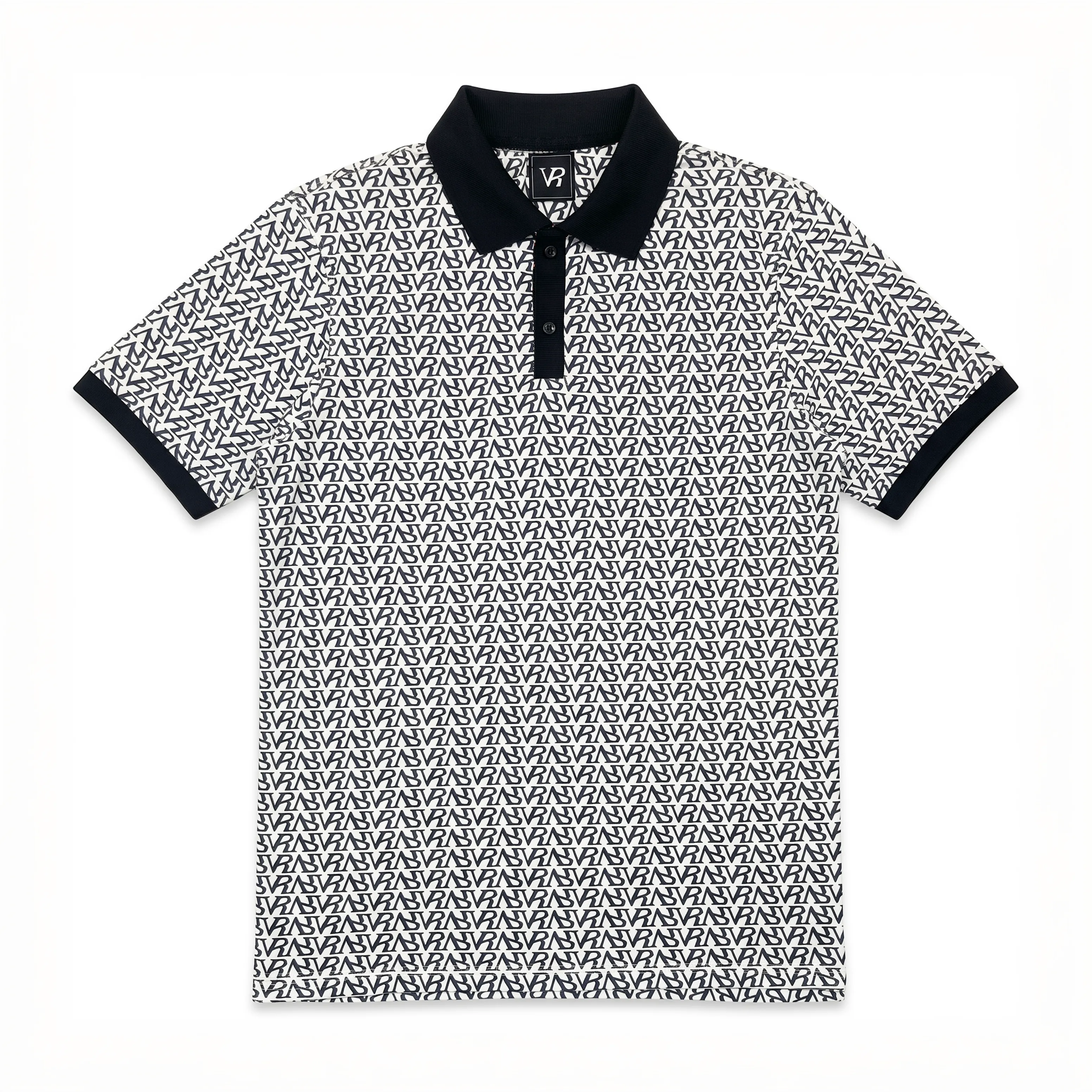 Obsidian Print Polo - White VR thumbnail 1