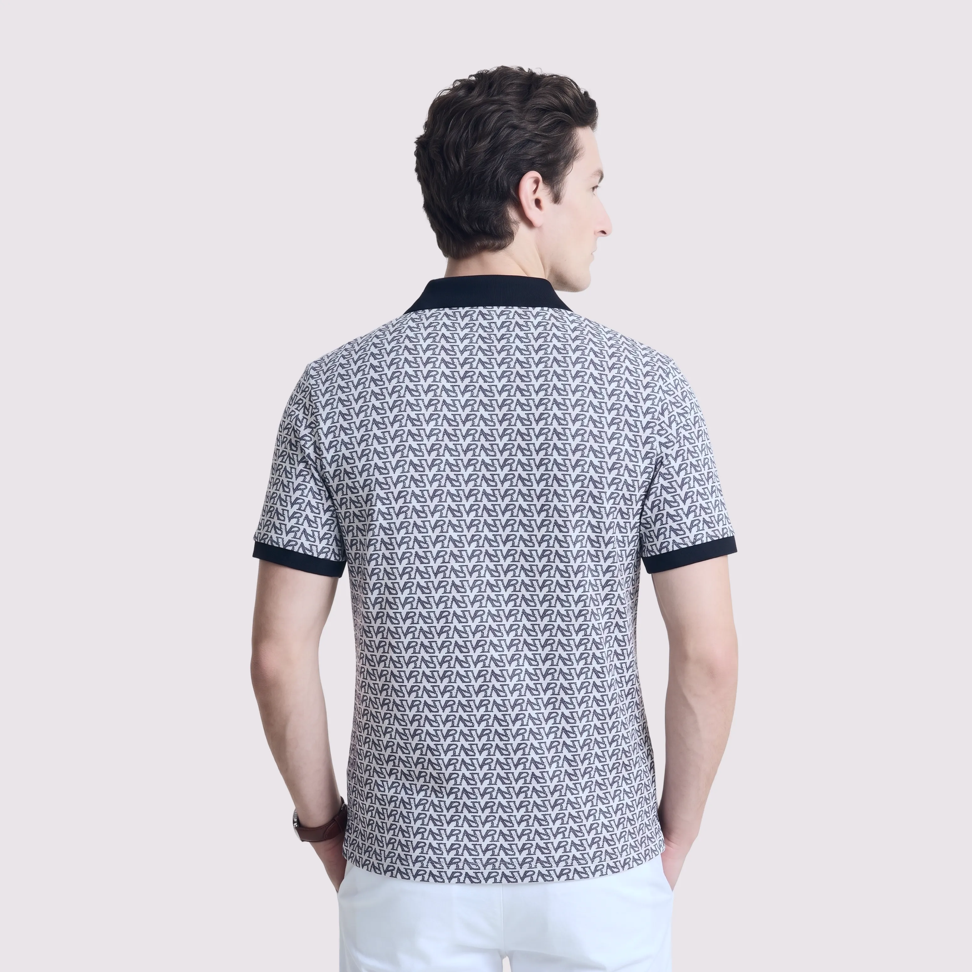 Obsidian Print Polo - White VR thumbnail 4