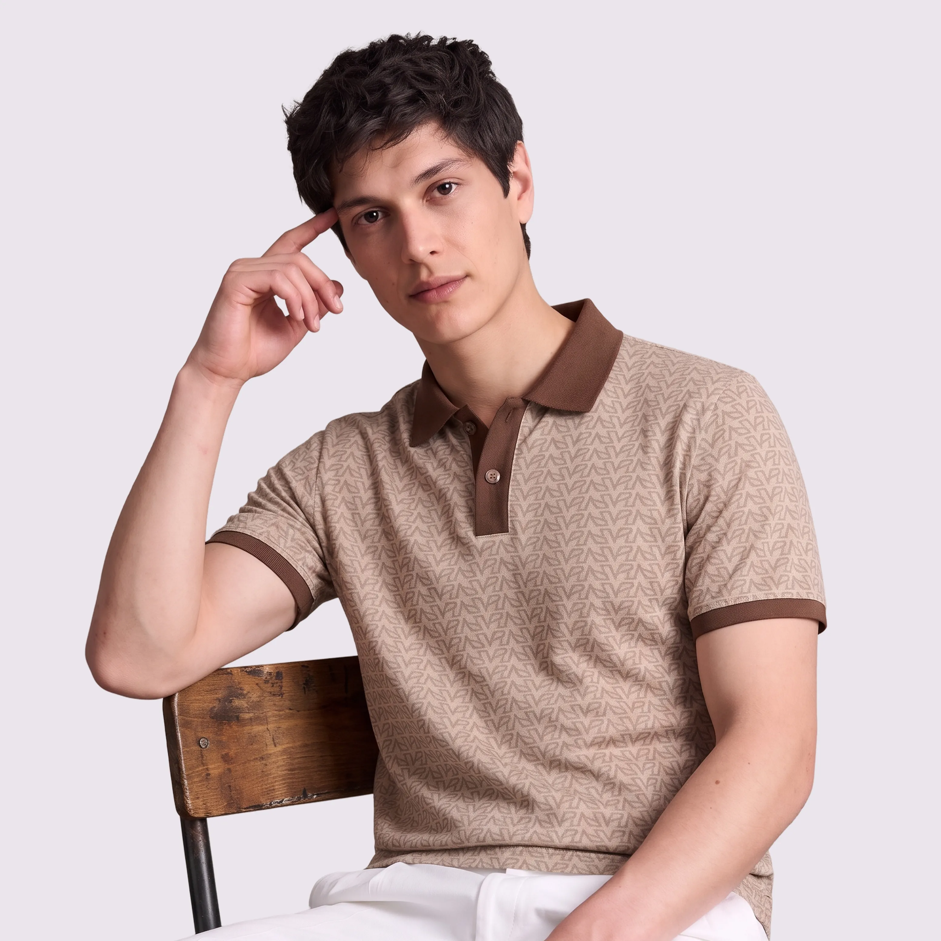 Obsidian Print Polo - Camel VR