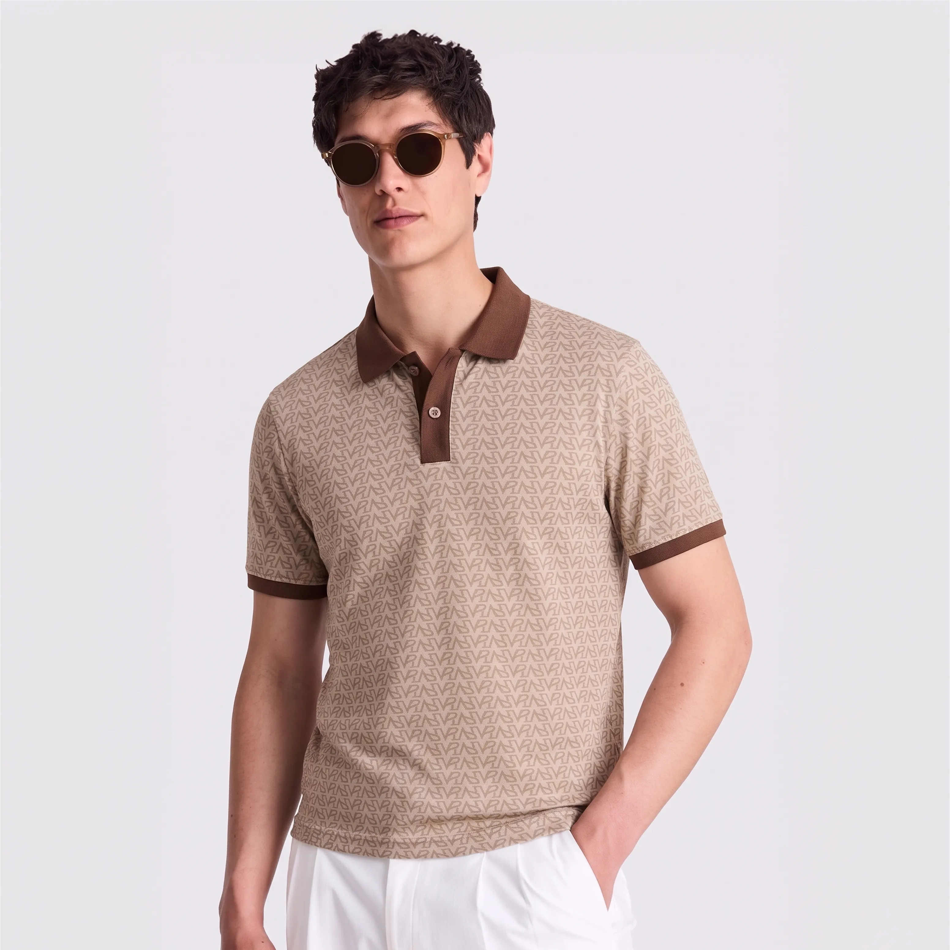 Obsidian Print Polo - Camel VR thumbnail 3