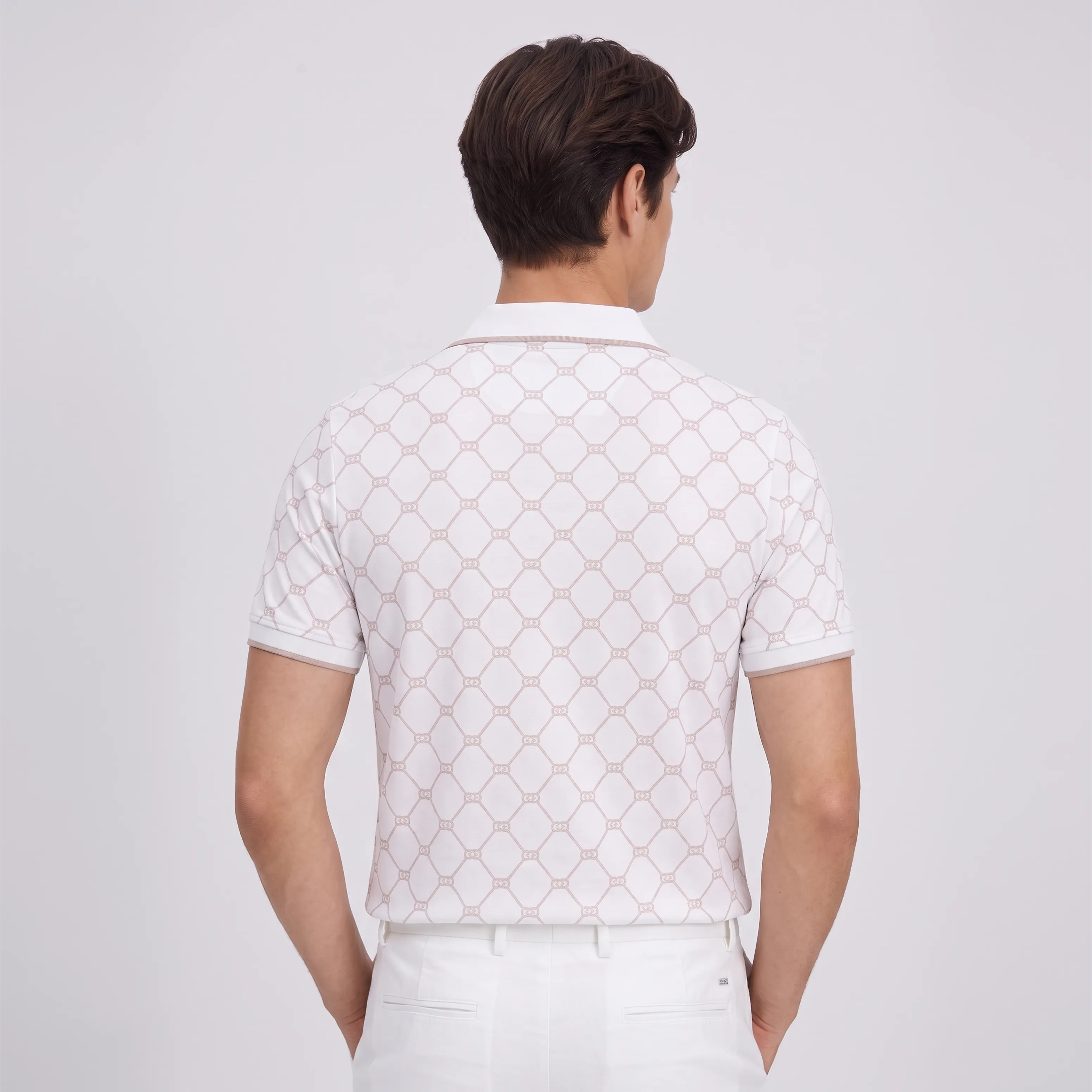 Obsidian Print Polo - White thumbnail 4