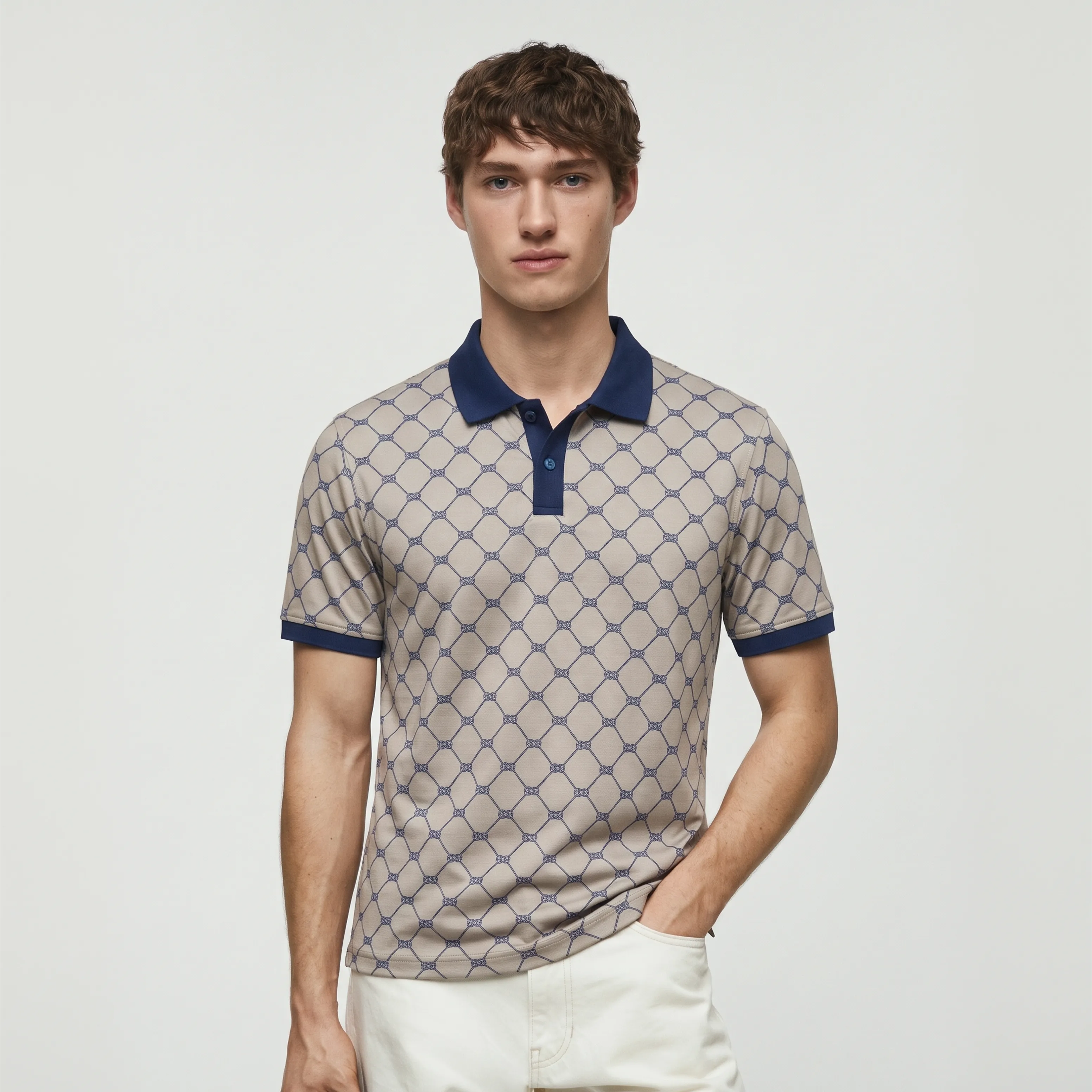 Obsidian Print Polo - Navy thumbnail 3