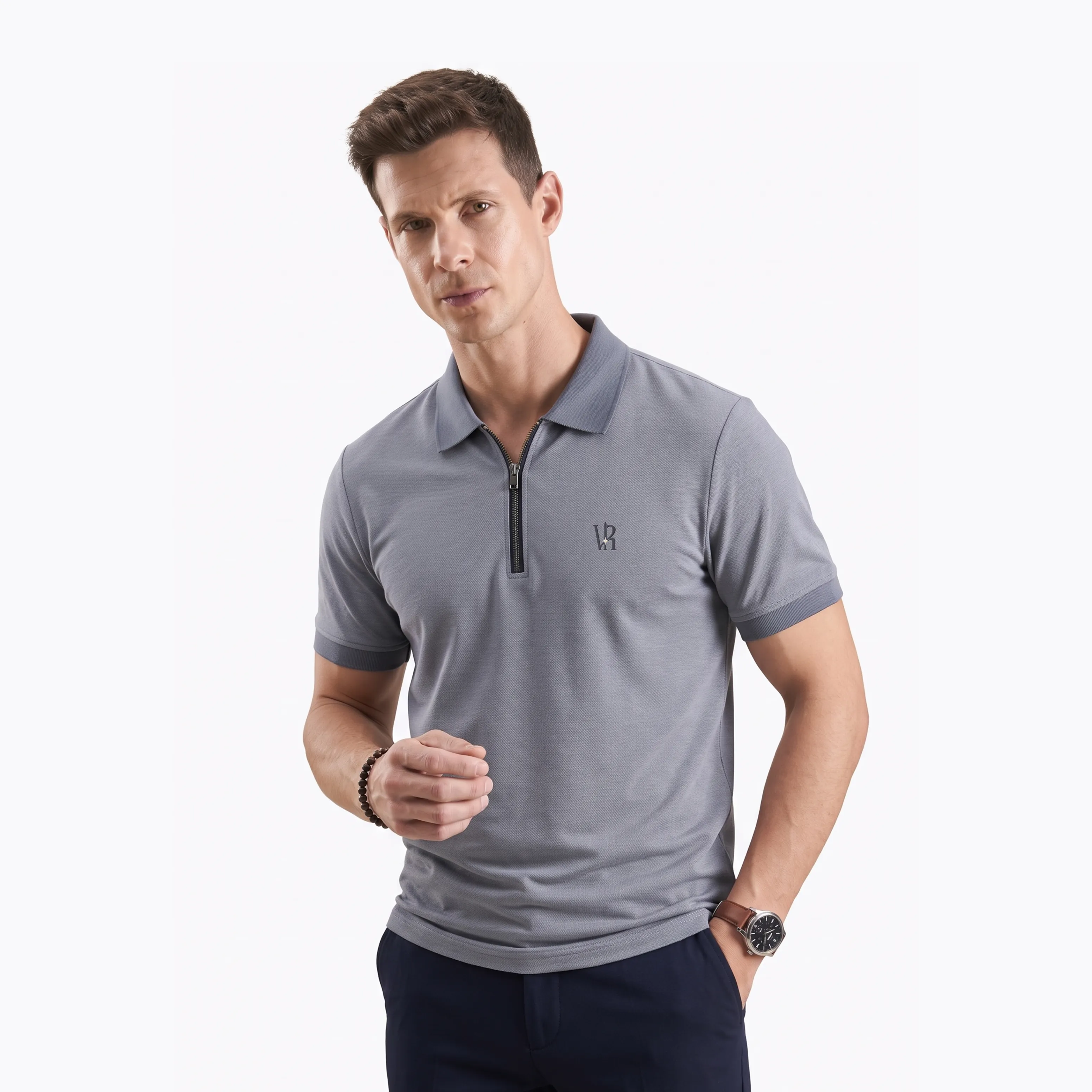 Elight Zip Polo - Grey Melange thumbnail 3